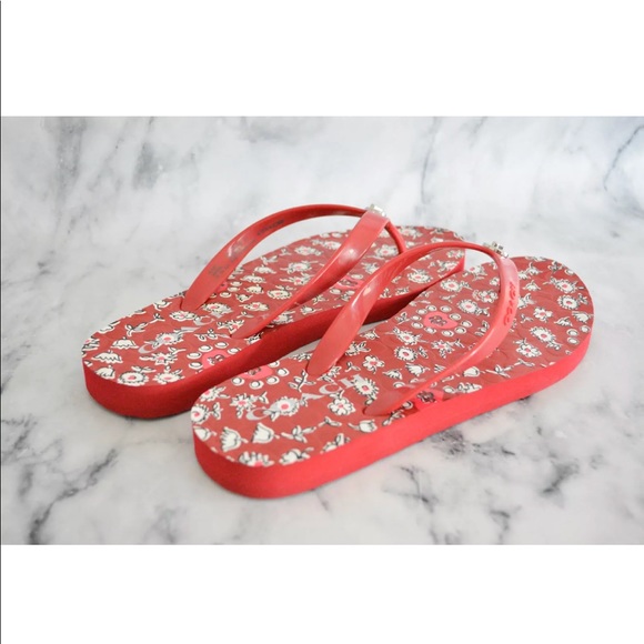Coach Abbigail Floral Rubber Flip Flops Sandals - Picture 3 of 8